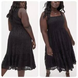 Torrid Black Lace Skater Dress Sleeveless Square Neck Plus Size 5X NEW
